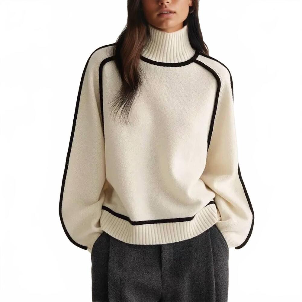 NEW SHEER TREND contrast split joint sweater in white